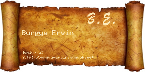 Burgya Ervin névjegykártya